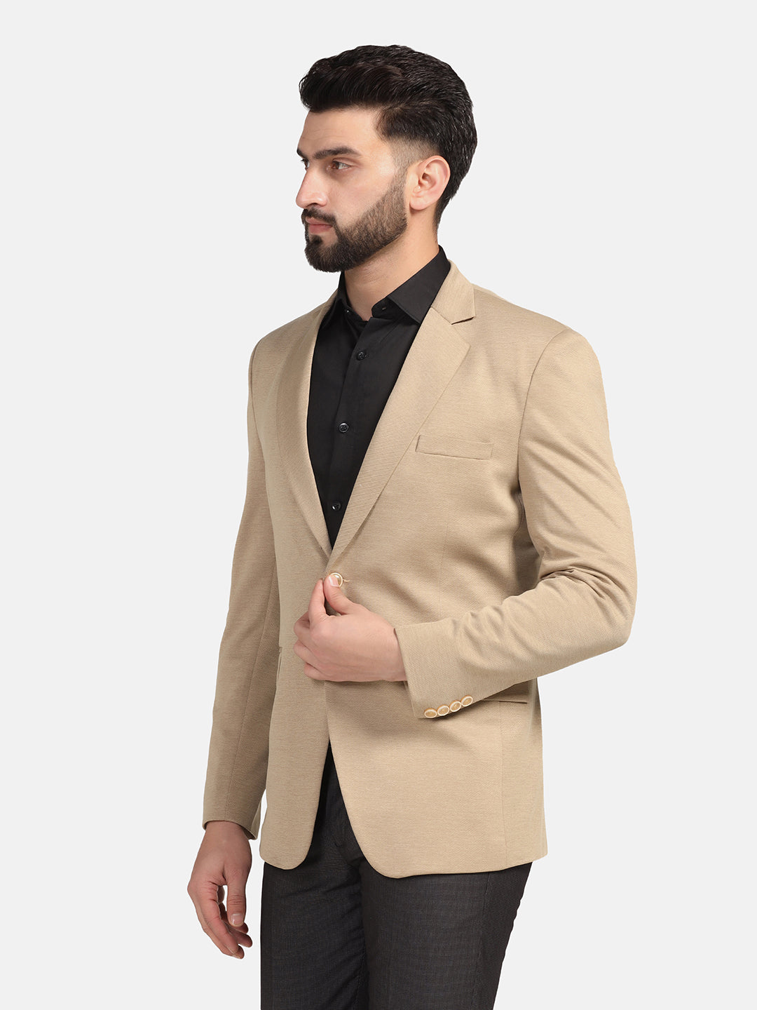 Men Beige Stretchable hosiery Blazer - Tahvo India