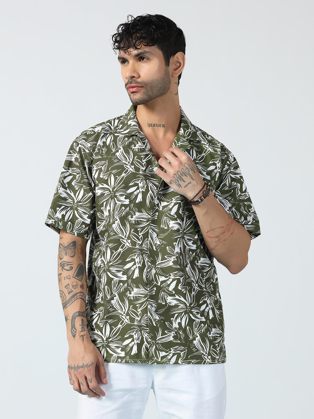 Aura Leaves Printed Half Sleeve Shirt