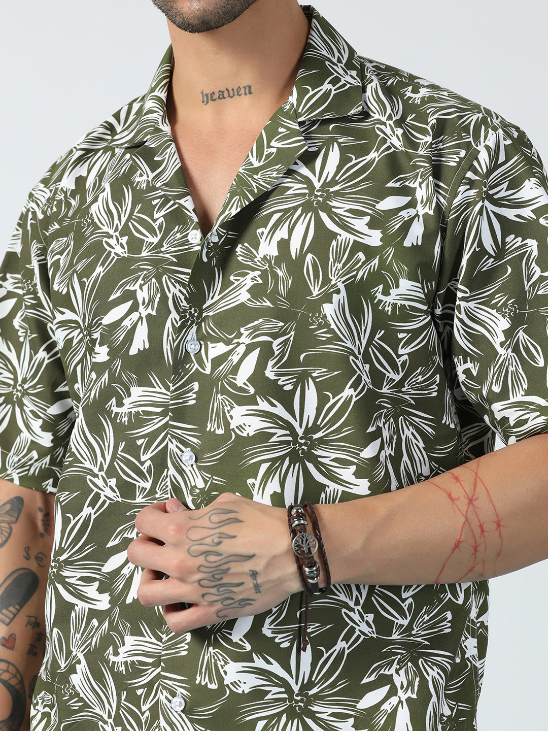 Aura Leaves Printed Half Sleeve Shirt