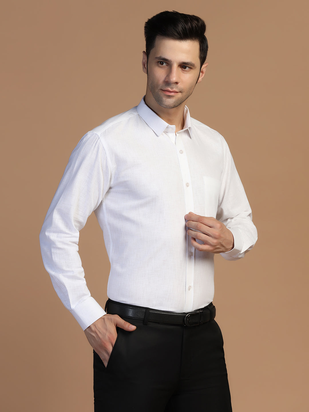 White Linen Shirt Full Sleeves - Tahvo India