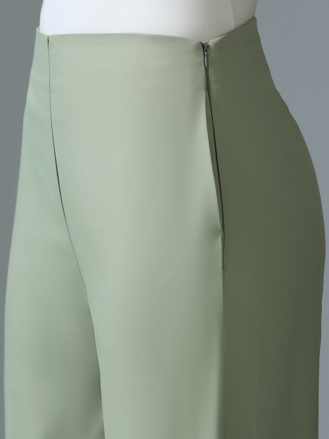 Women Pista Green Side Zip Trouser