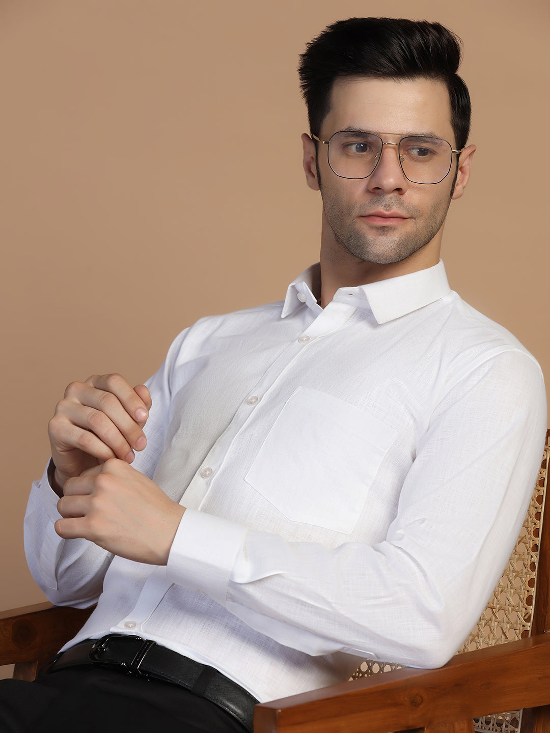 White Linen Shirt Full Sleeves - Tahvo India