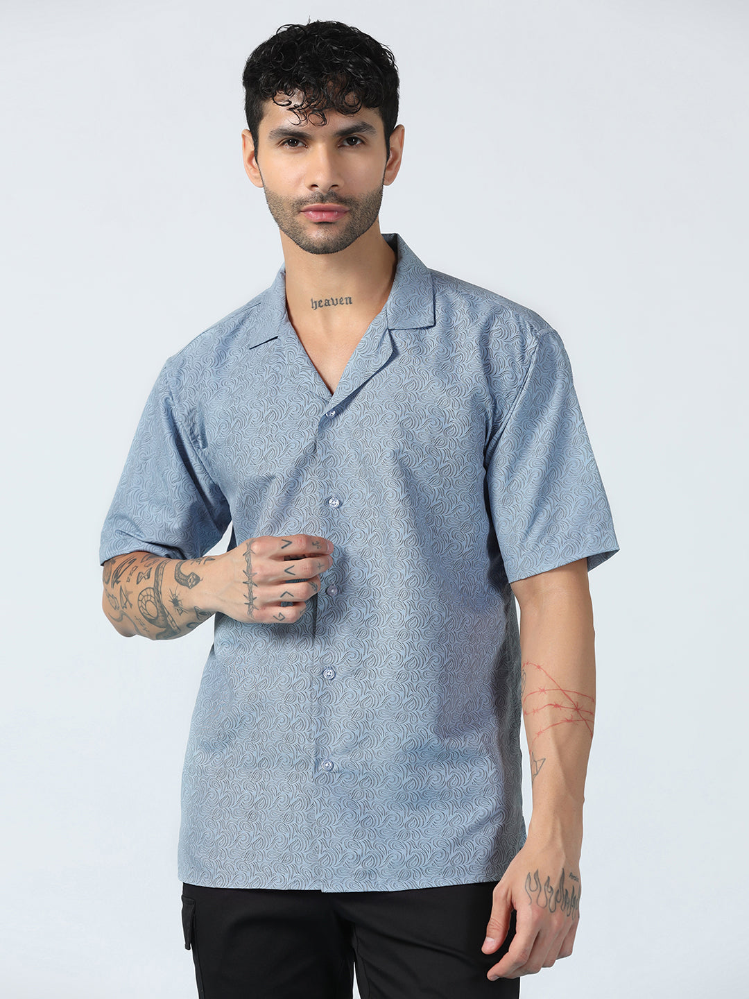 Ocean Wave Pattern Half Shirt