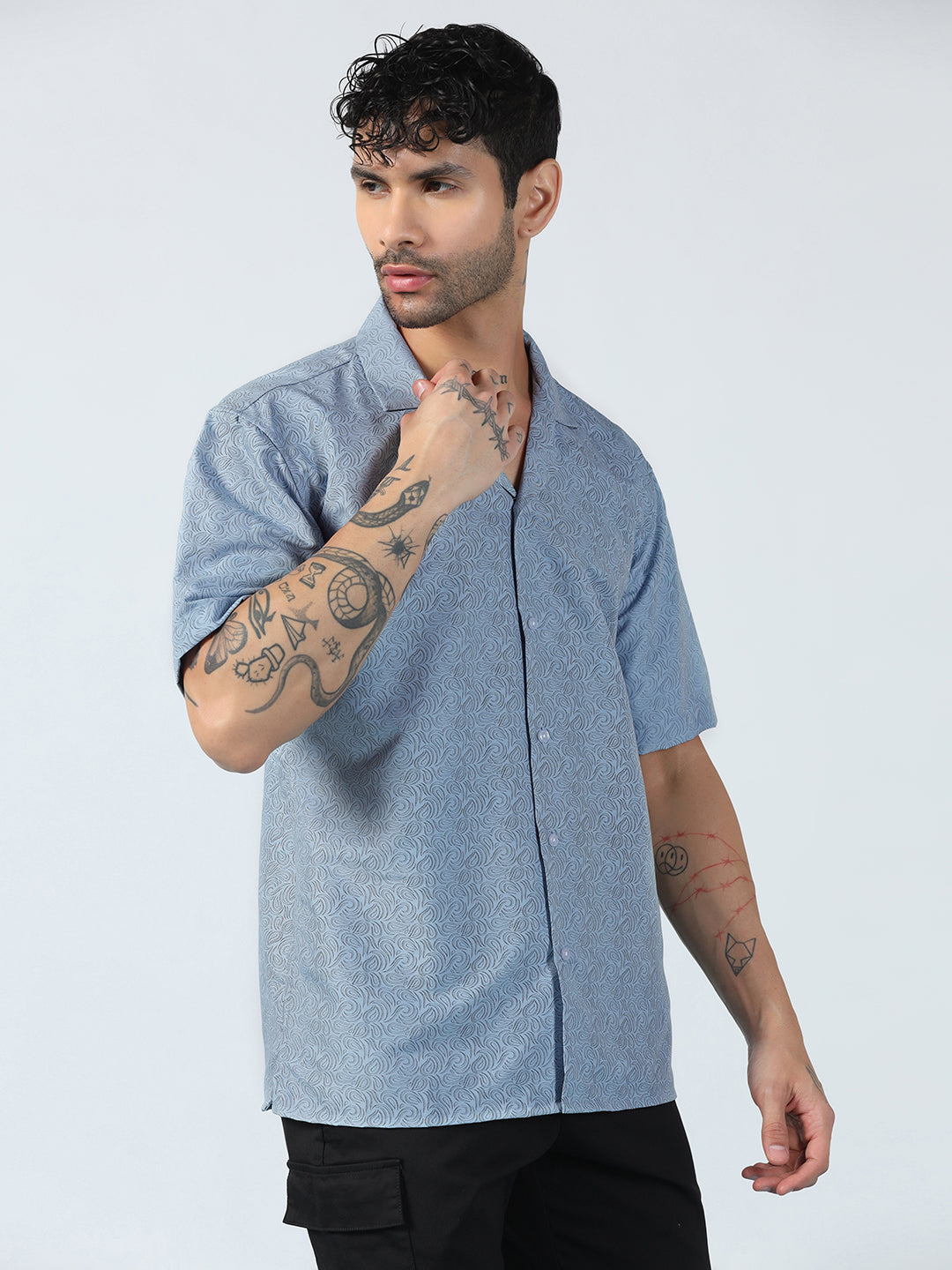 Ocean Wave Pattern Half Shirt