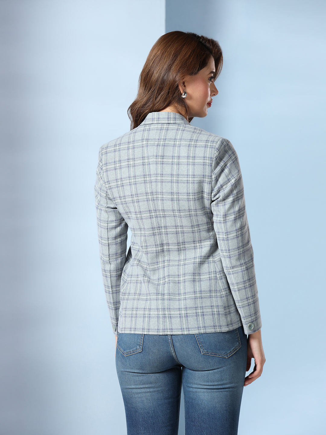 Women Check Notched lapel Blazer