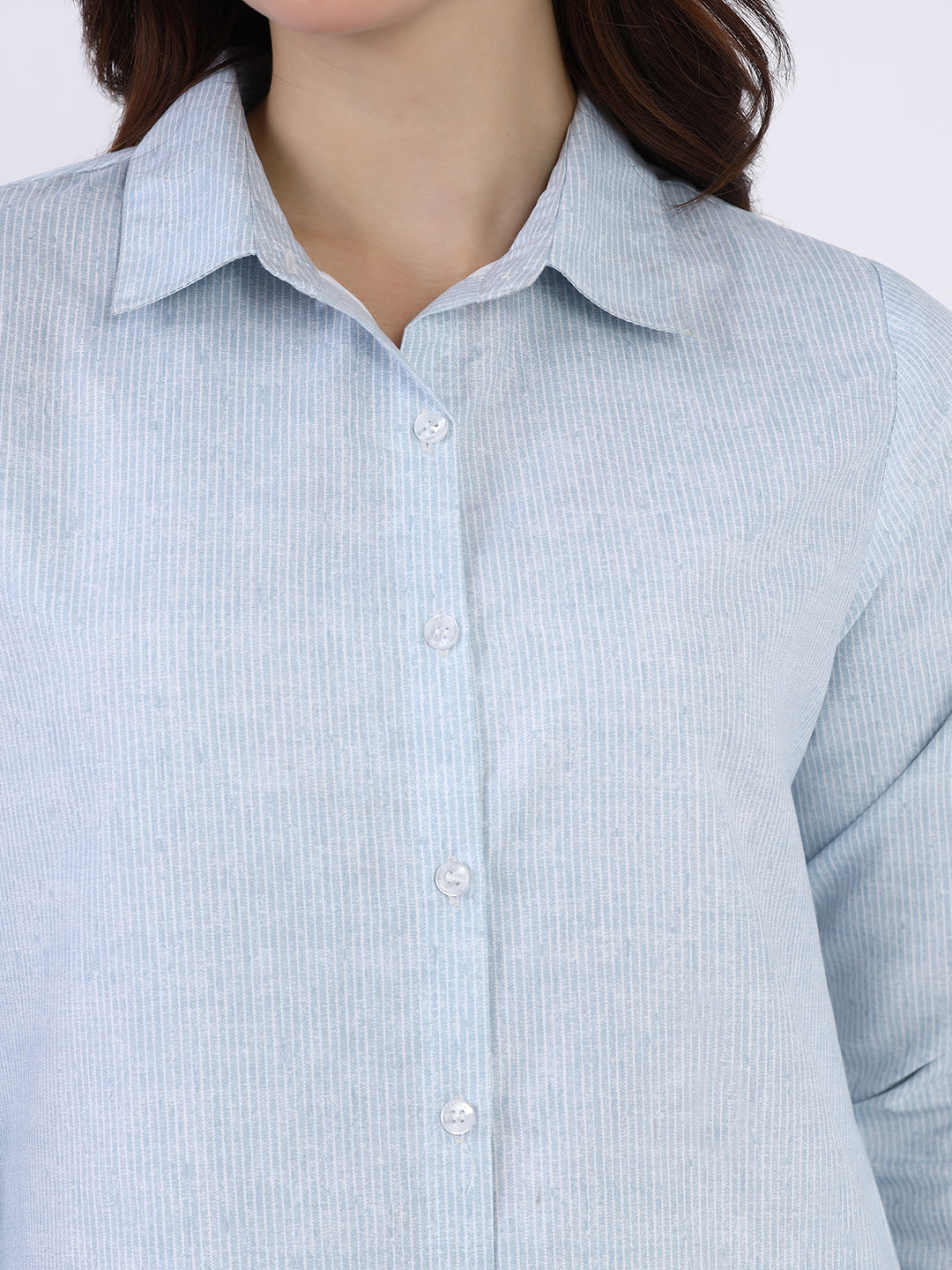 Women Blue Striped casual shirt