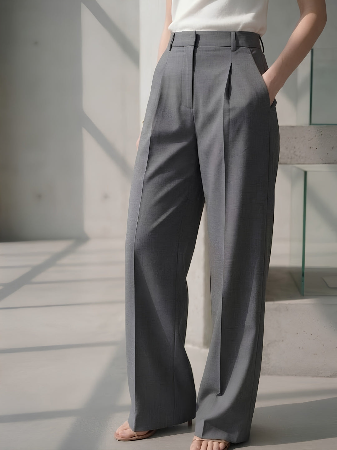 Grey wide leg Trousers