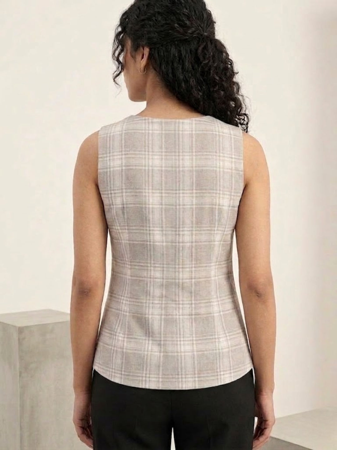 Checkered Crinched Top
