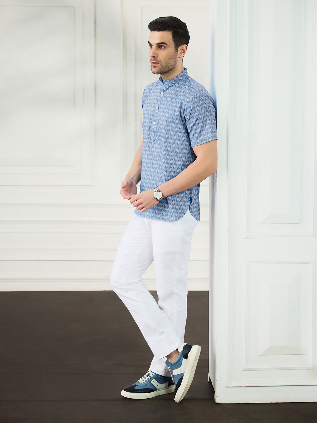 Men Ink Blue Printed Short Kurta - Tahvo India