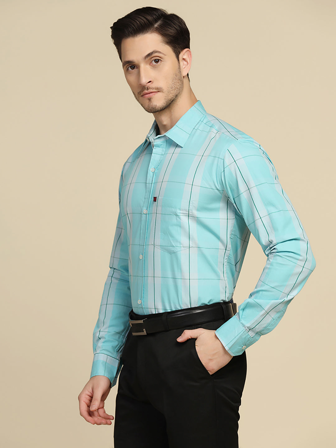 Men Blue Checkered Shirt - Tahvo India
