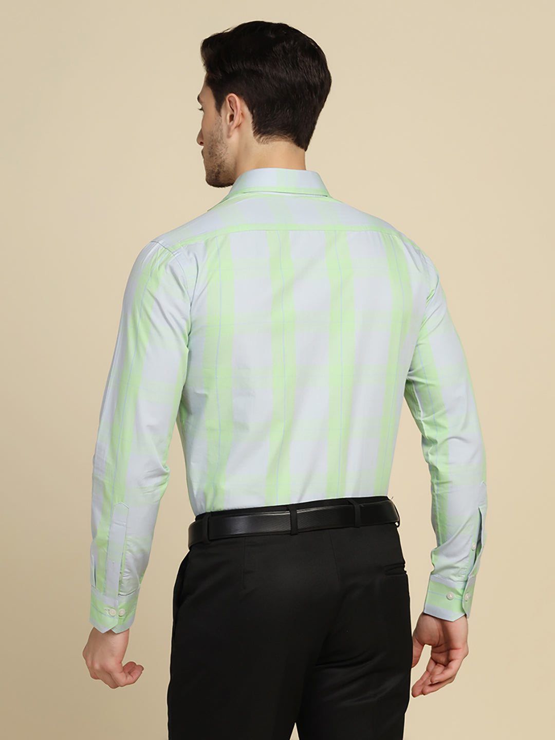 Men Flouresent Green Checkered Shirt - Tahvo India