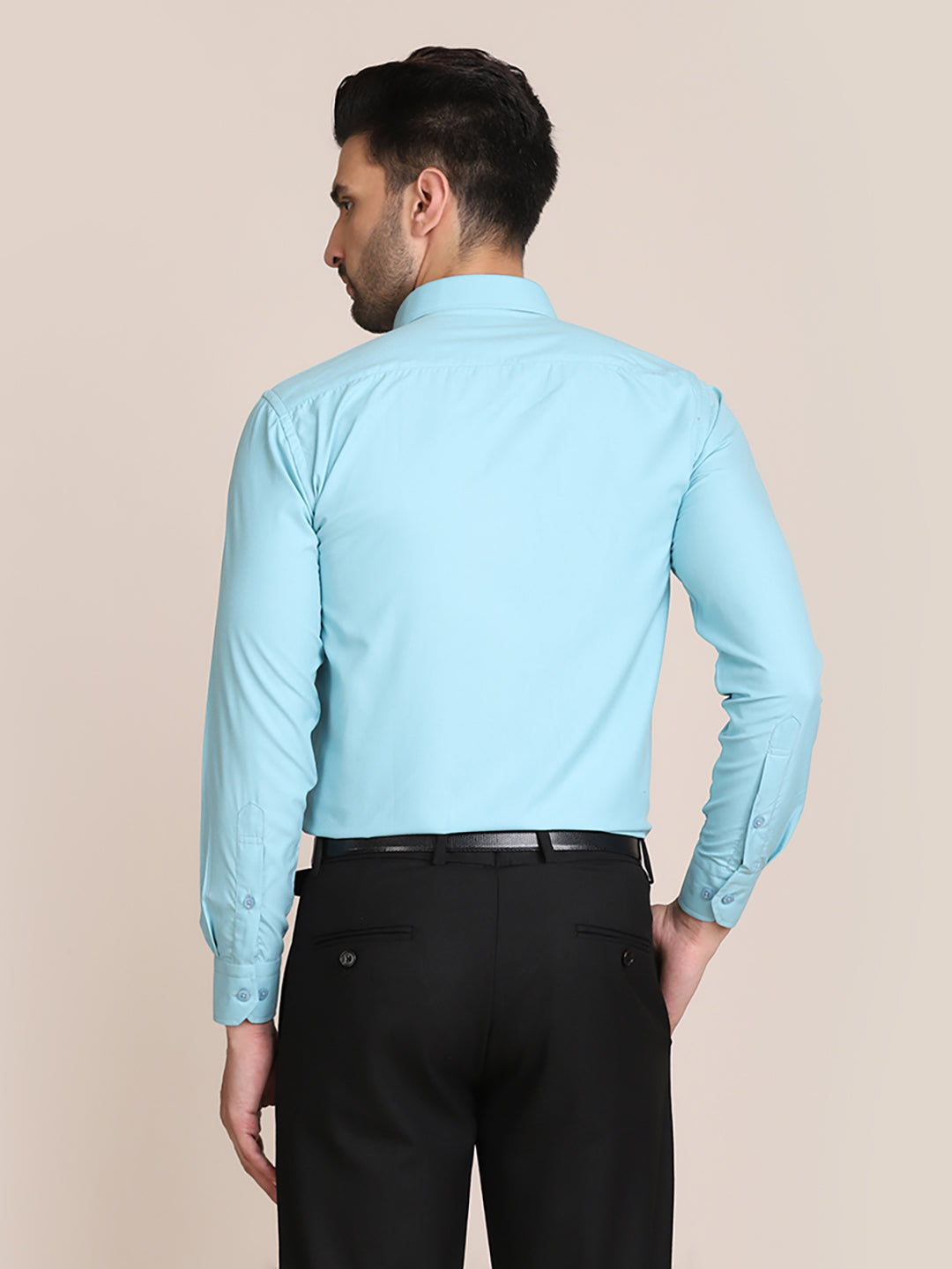 Men Blue Formal Solid Shirt - Tahvo India