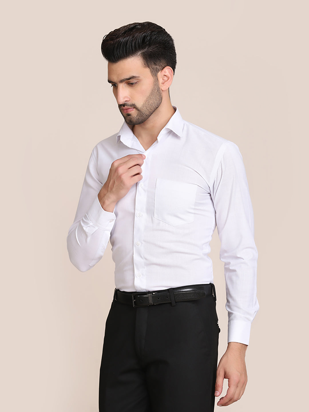 Men White Formal Solid Shirt - Tahvo India
