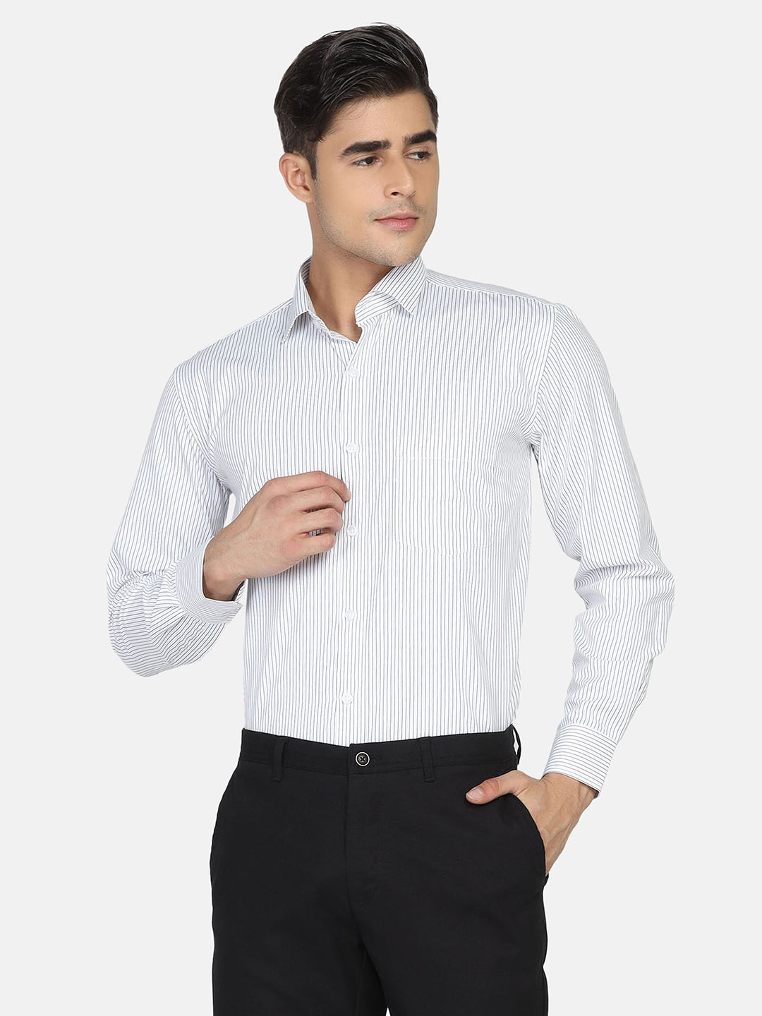 Men White Stripes Formal Shirt - Tahvo India