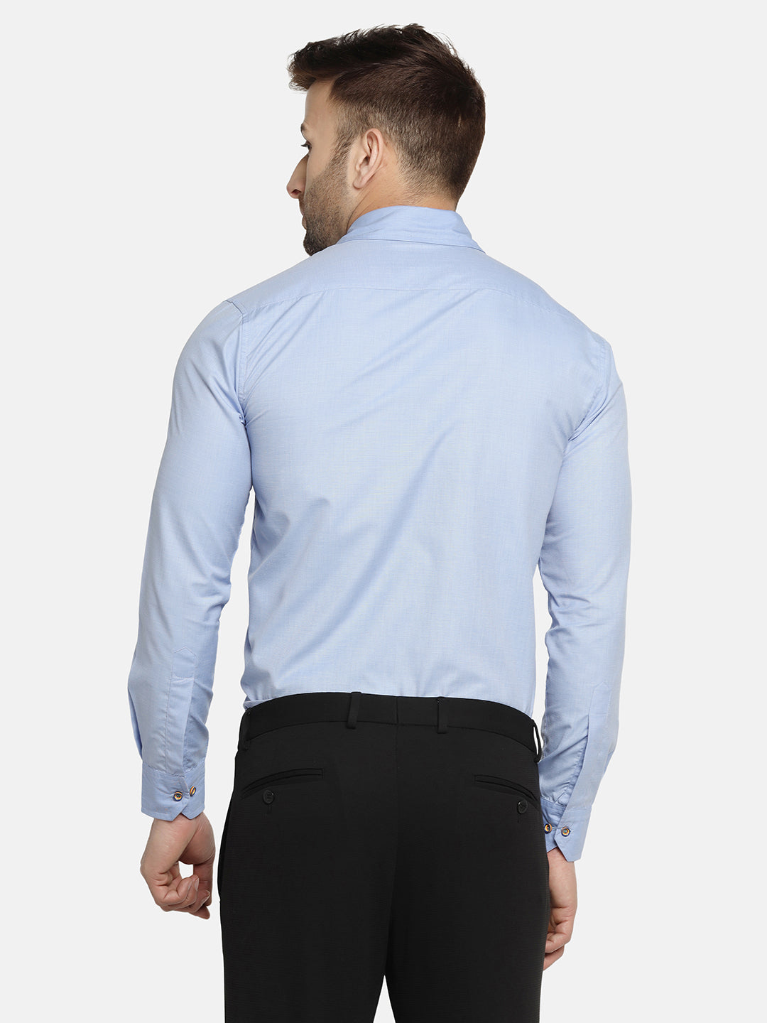 Men Blue Solid Formal Shirt - Tahvo India