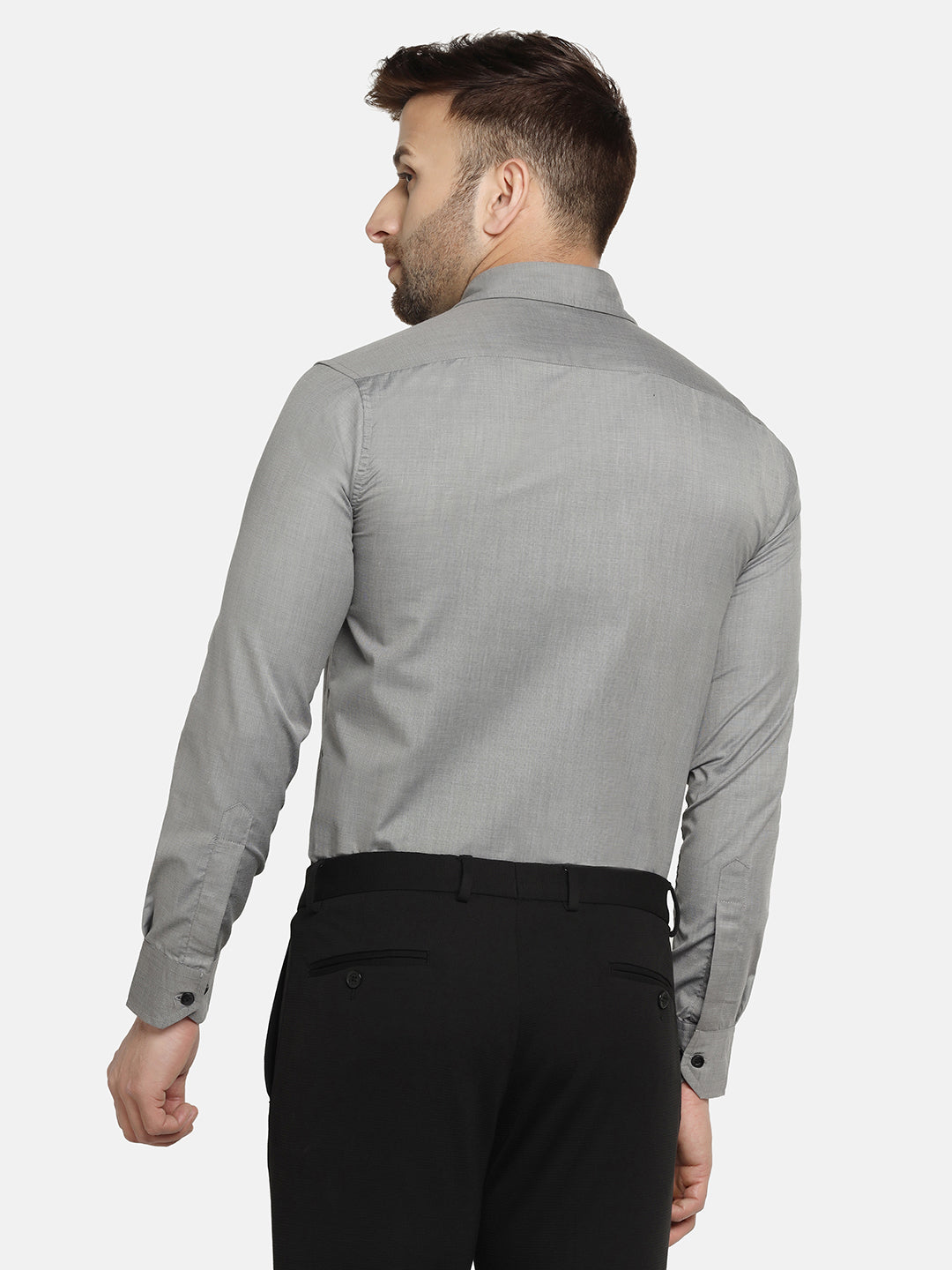 Men Formal Grey Solid Shirt - Tahvo India