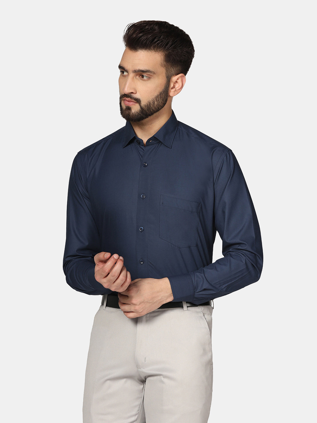 Men Blue Soft Cotton Solid Shirt - Tahvo India