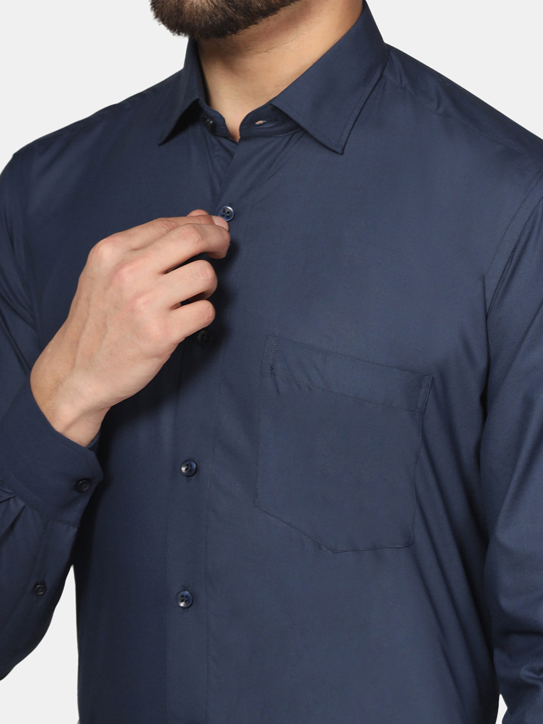 Men Blue Soft Cotton Solid Shirt - Tahvo India