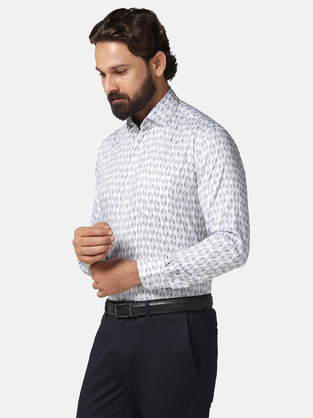 Men White Printed Cotton Shirt - Tahvo India