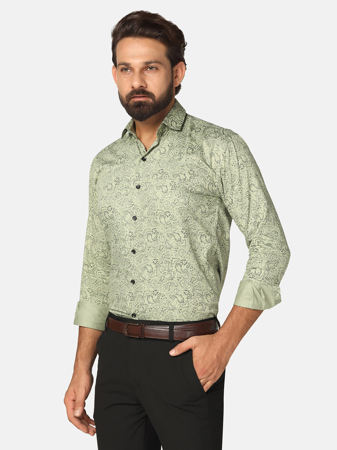 Men Green Printed Shirt - Tahvo India