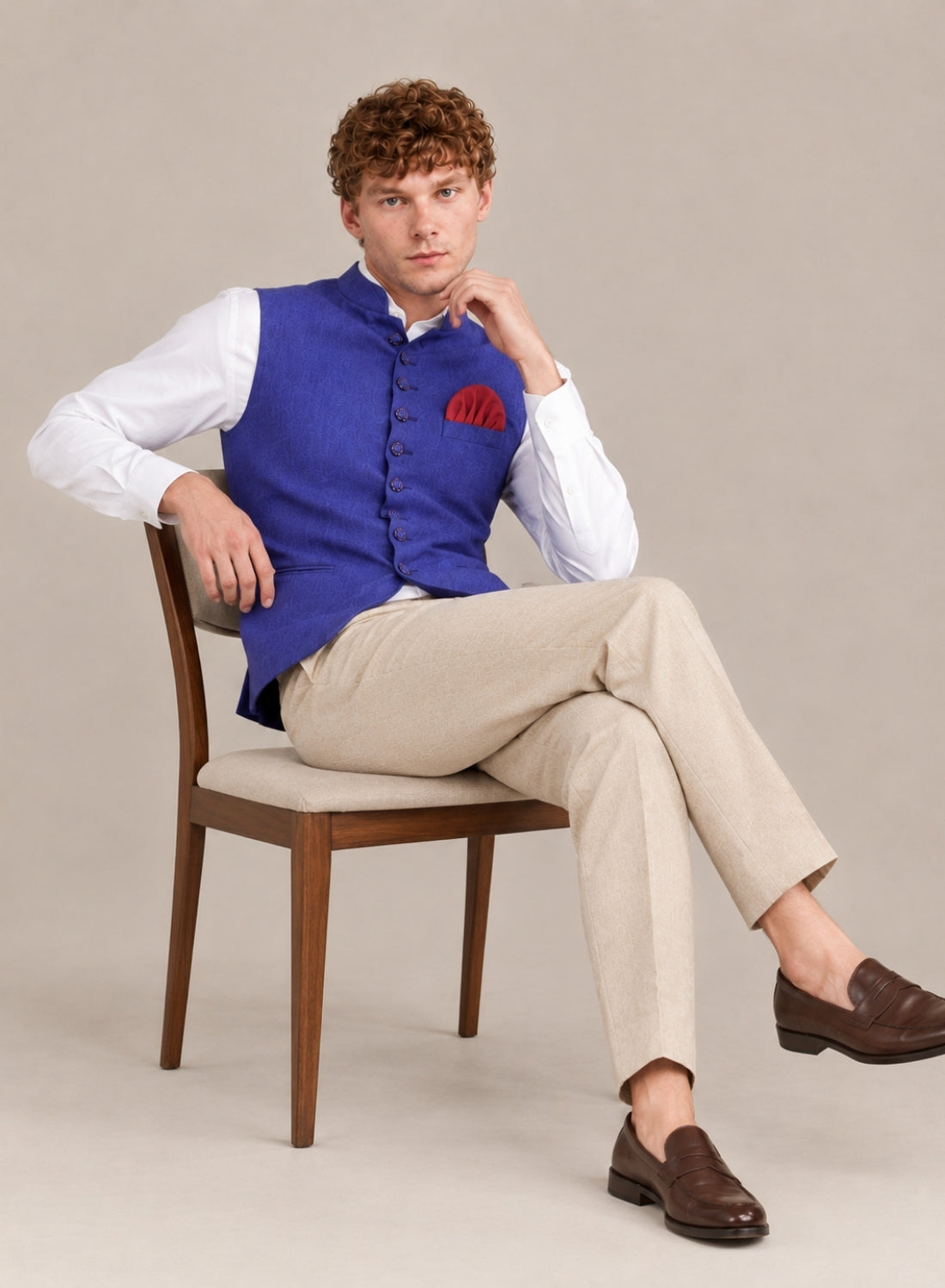 Men Purple 9 Button Nehru Jacket