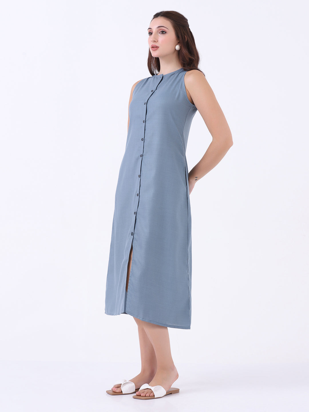 Women Crepe Shirt Midi Dress
