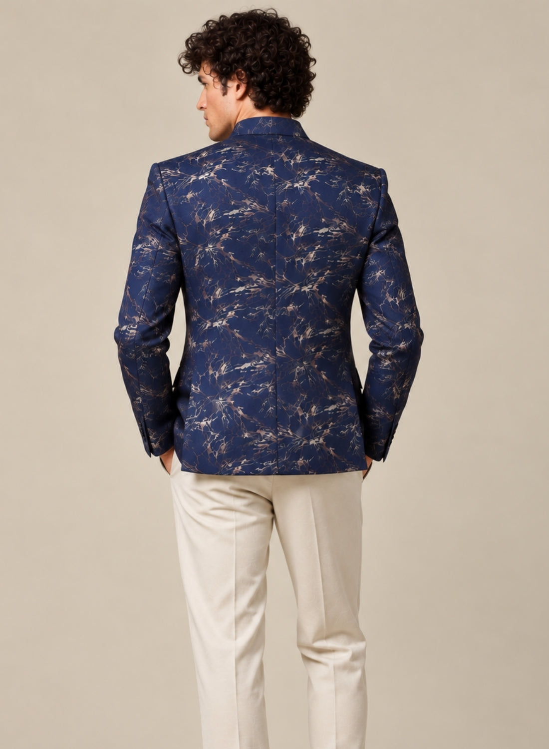 Printed Suede Bandgala Blazer
