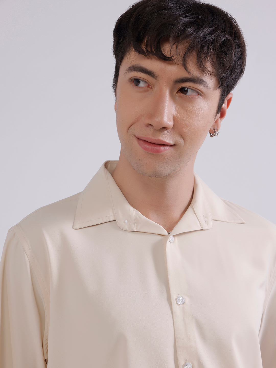 Men Beige Boxy Shirt