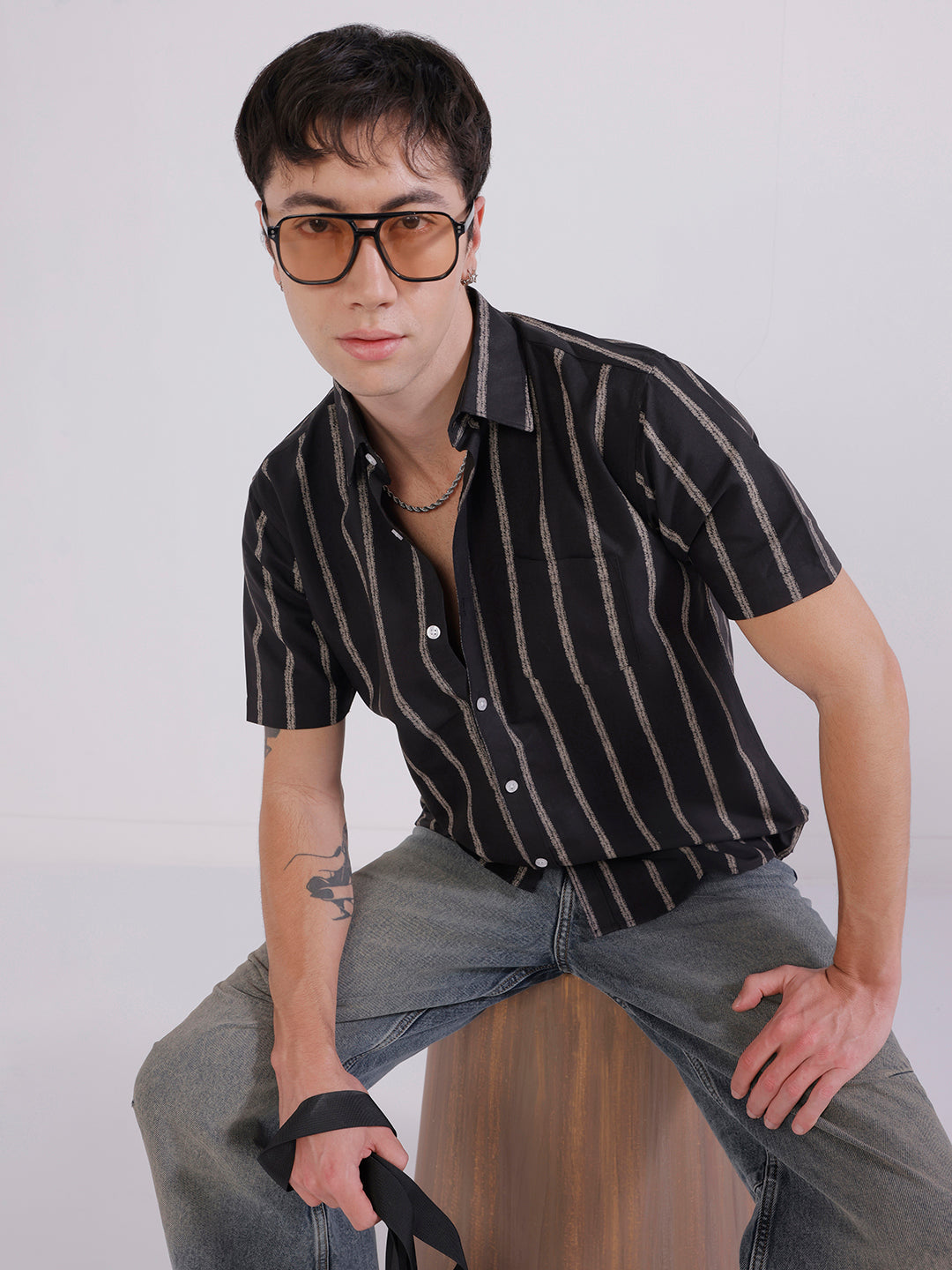 Mens coffee brown regular fit shirt