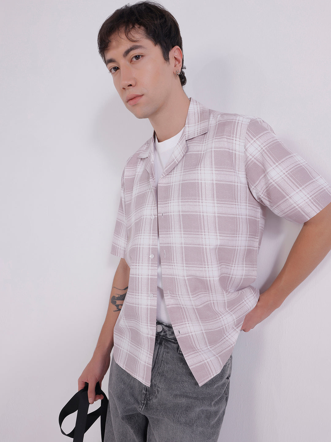 Regular fit casual check shirt