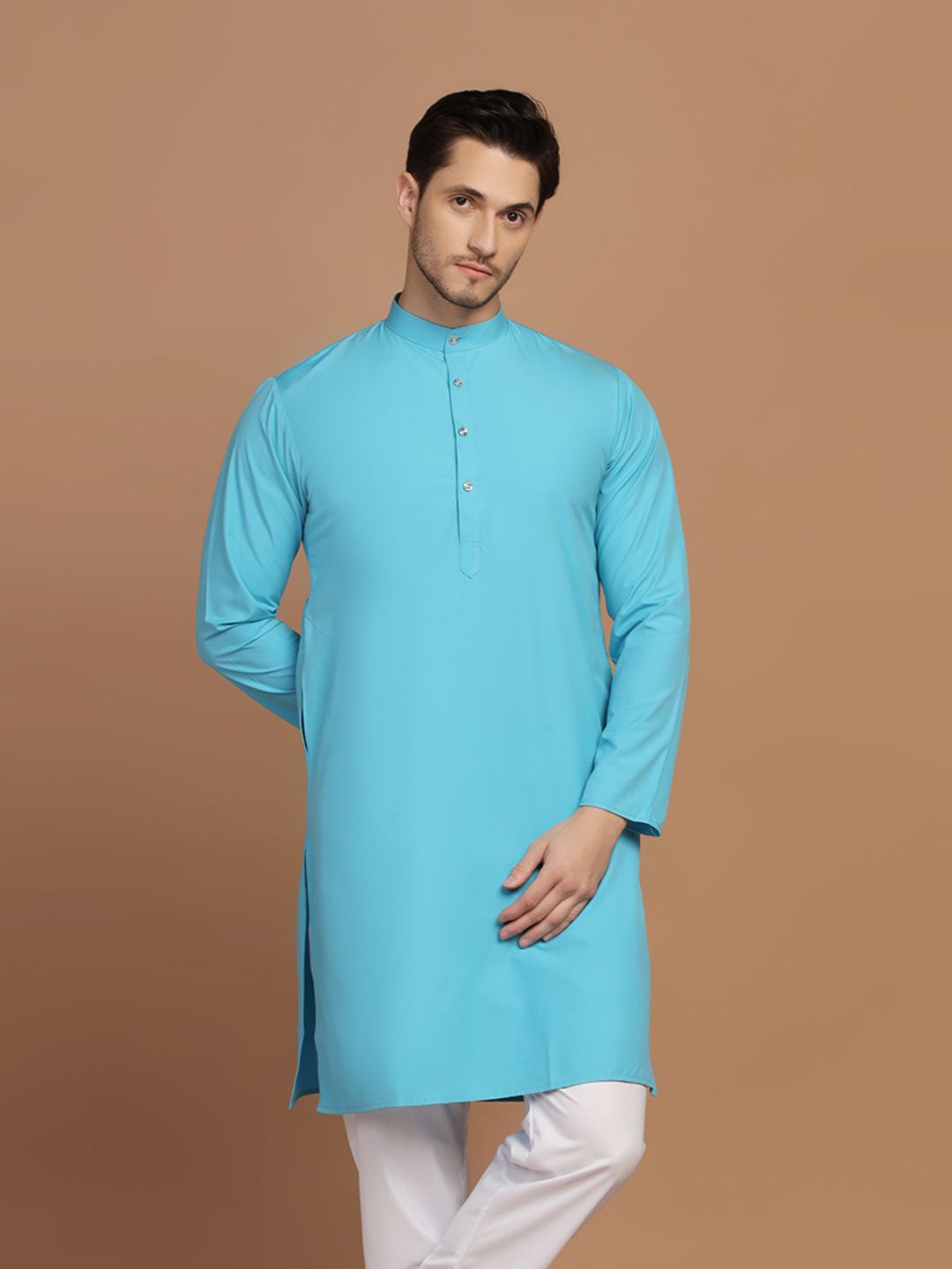 Men Blue Solid Kurta - Tahvo India