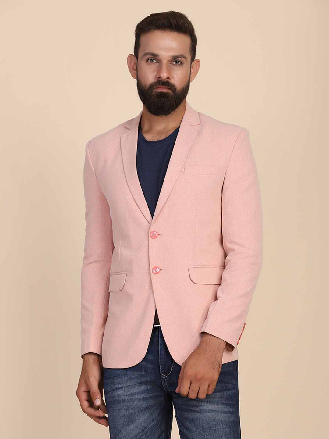 Men Suede Peach Blazer - Tahvo India