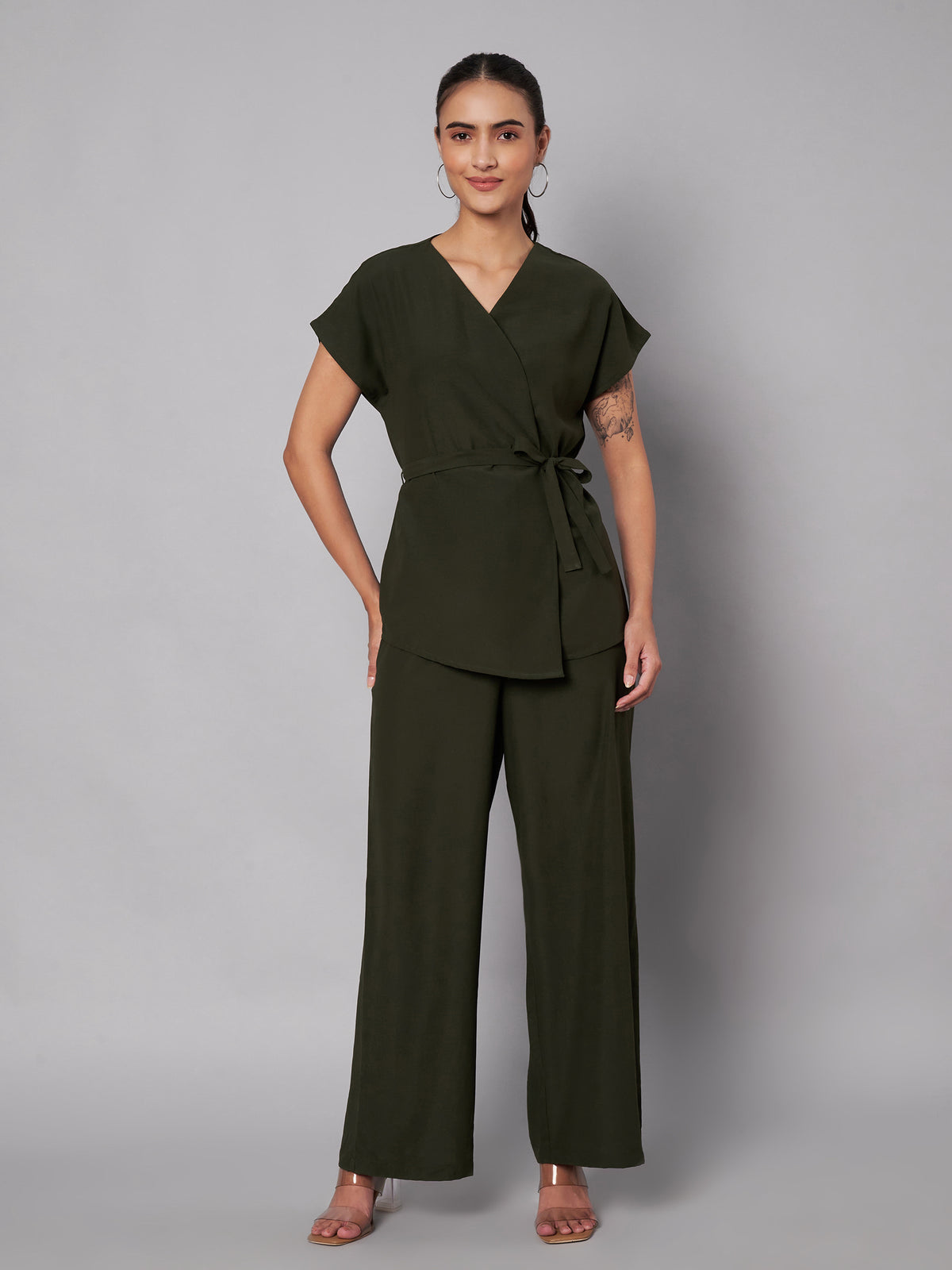 women Olive Green Coord Set