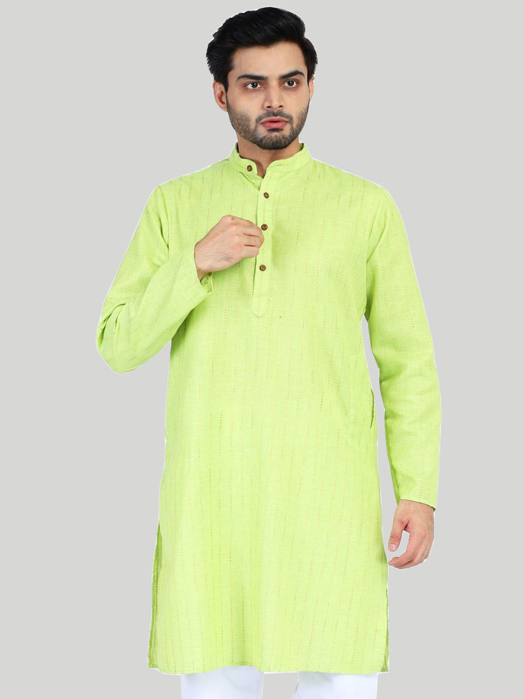 Men Green stripes Kurta - Tahvo India