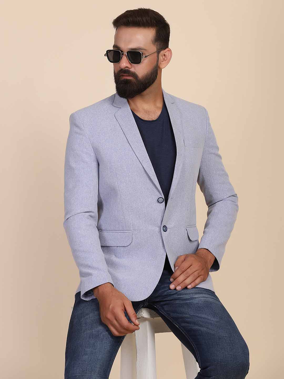 Men Suede Blue Blazer - Tahvo India