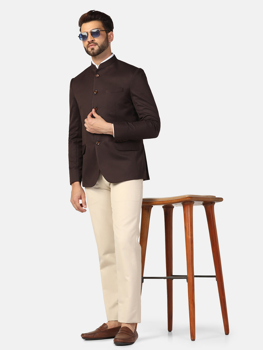 Men Brown Bandhgala Blazer
