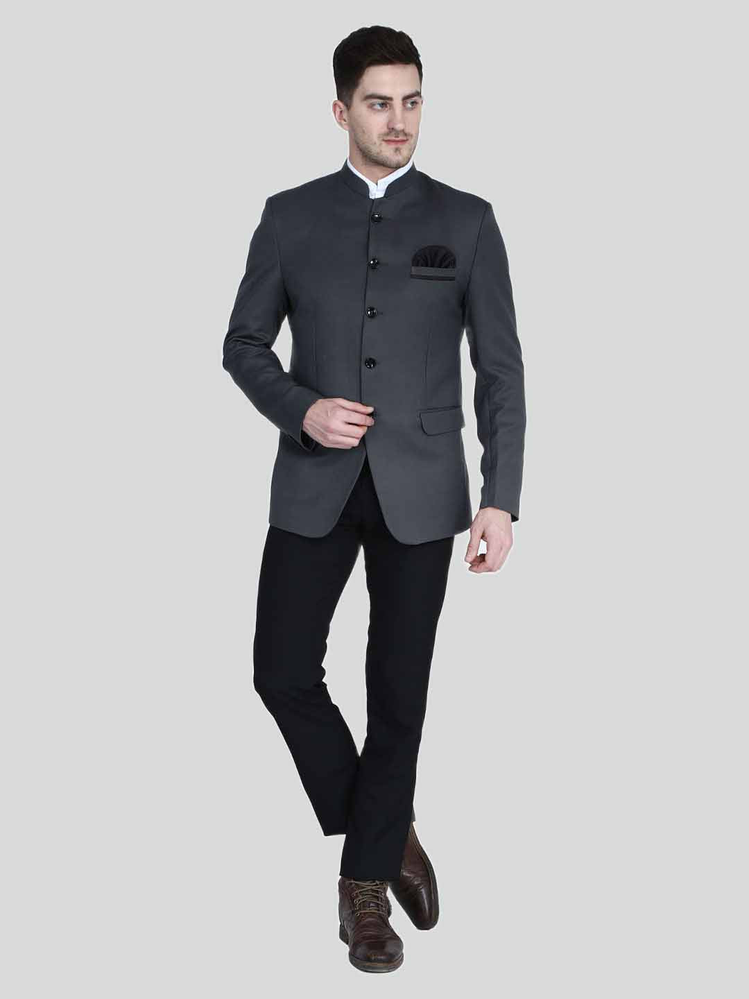 Men Grey Bandgala Suit - Tahvo India