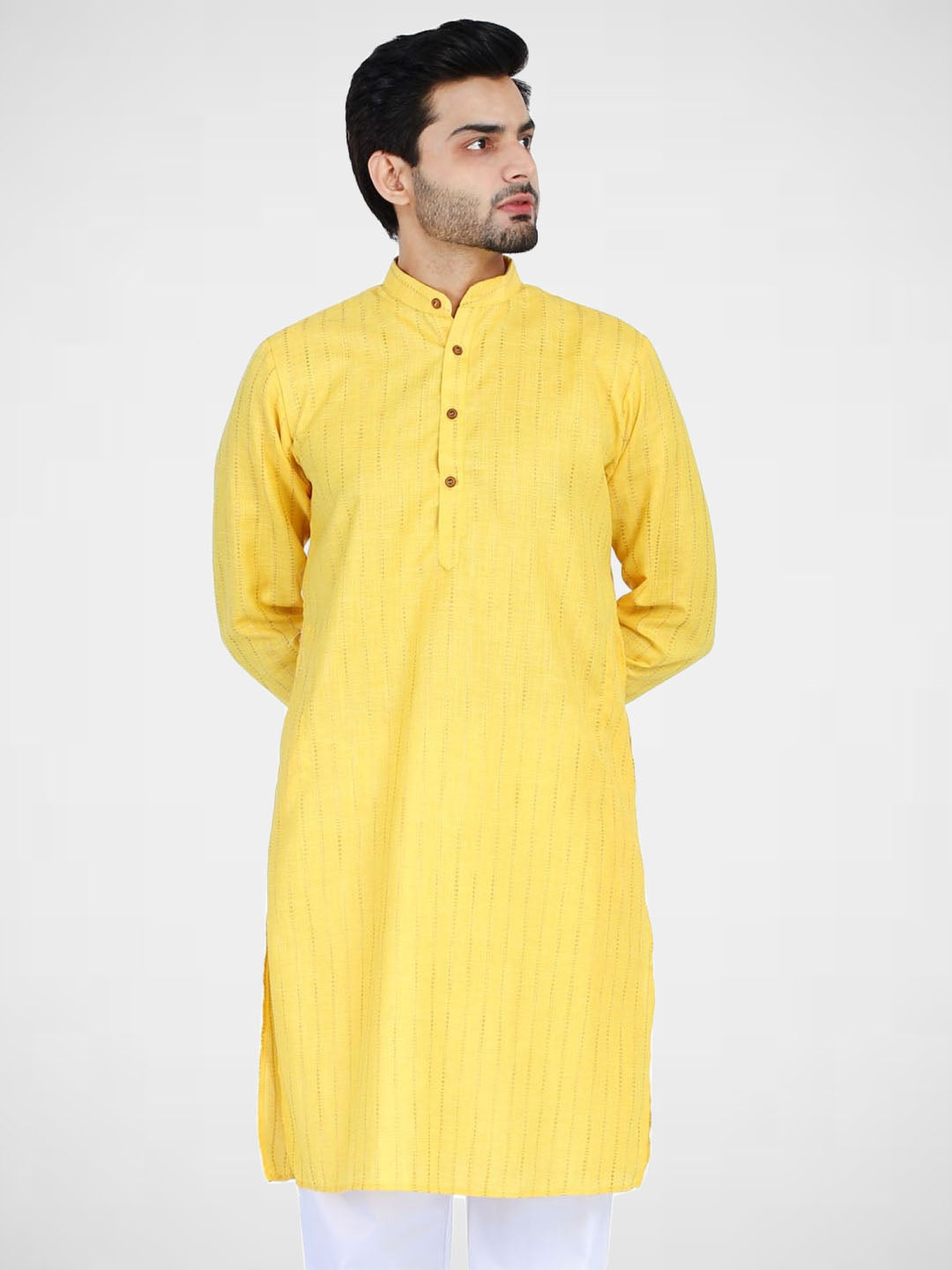 Men Yellow Stripes Kurta - Tahvo India