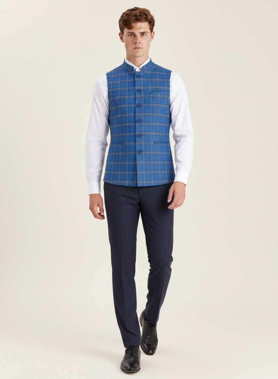 Checkered tweed Nehru Jacket