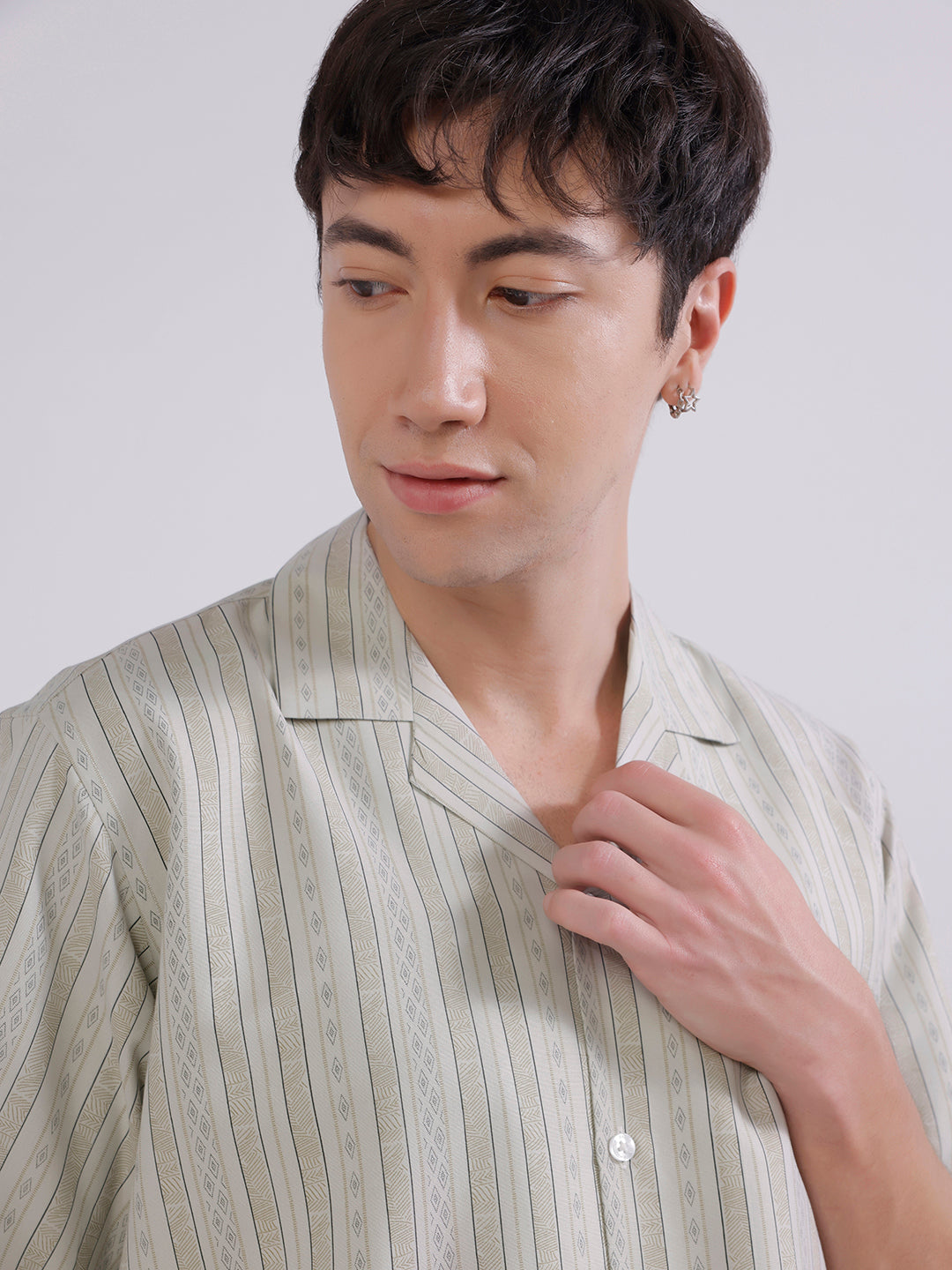 Mens green boxy casual shirt