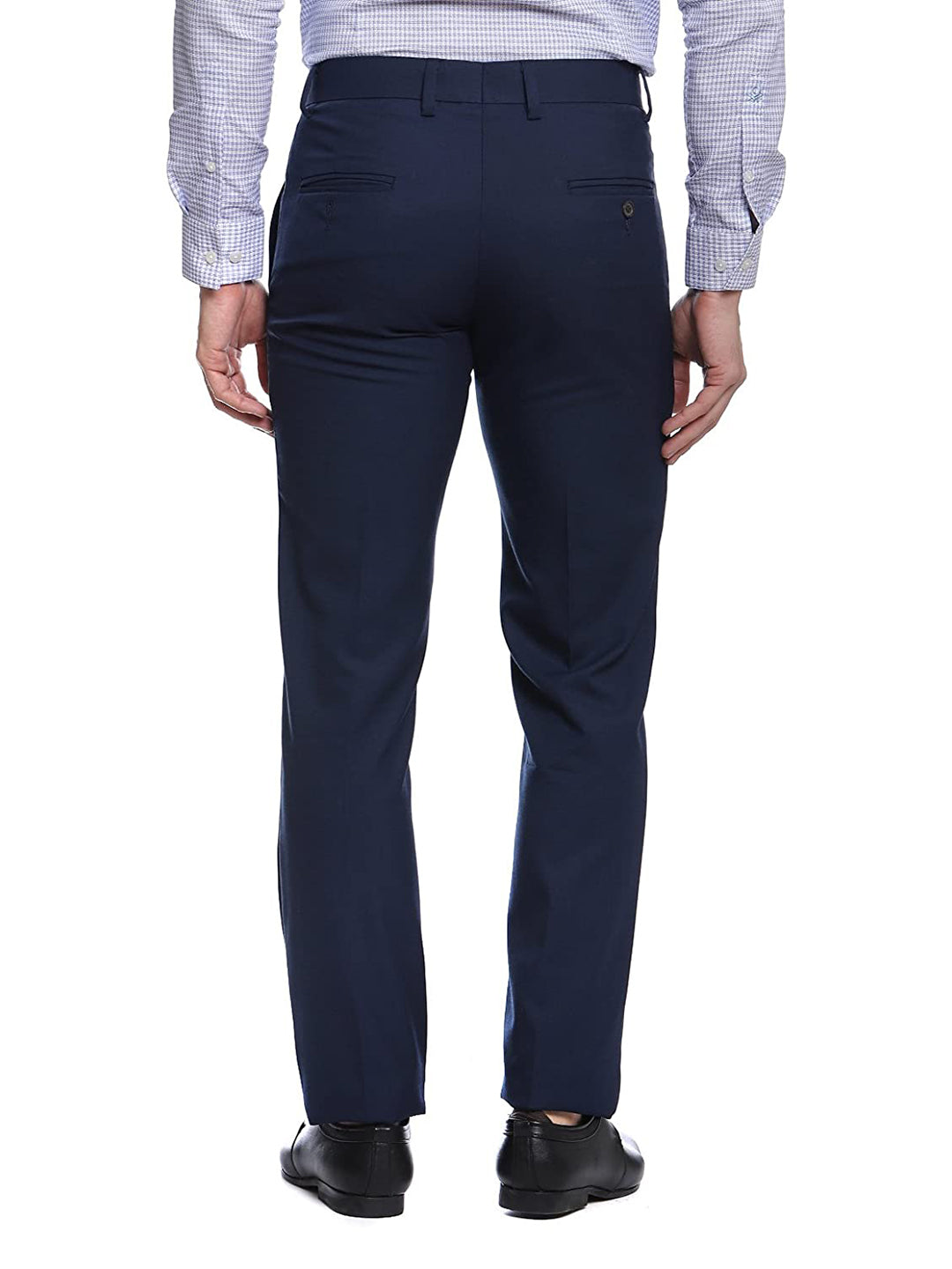 Men Blue Stretchable Formal Trousers - Tahvo India