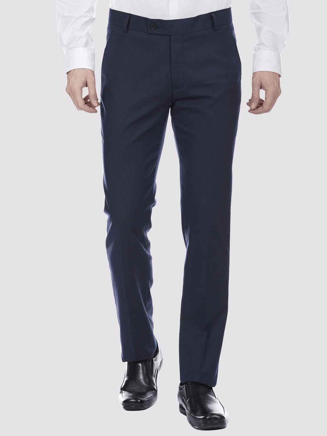 Men Blue Solid Stretchable Trousers - Tahvo India
