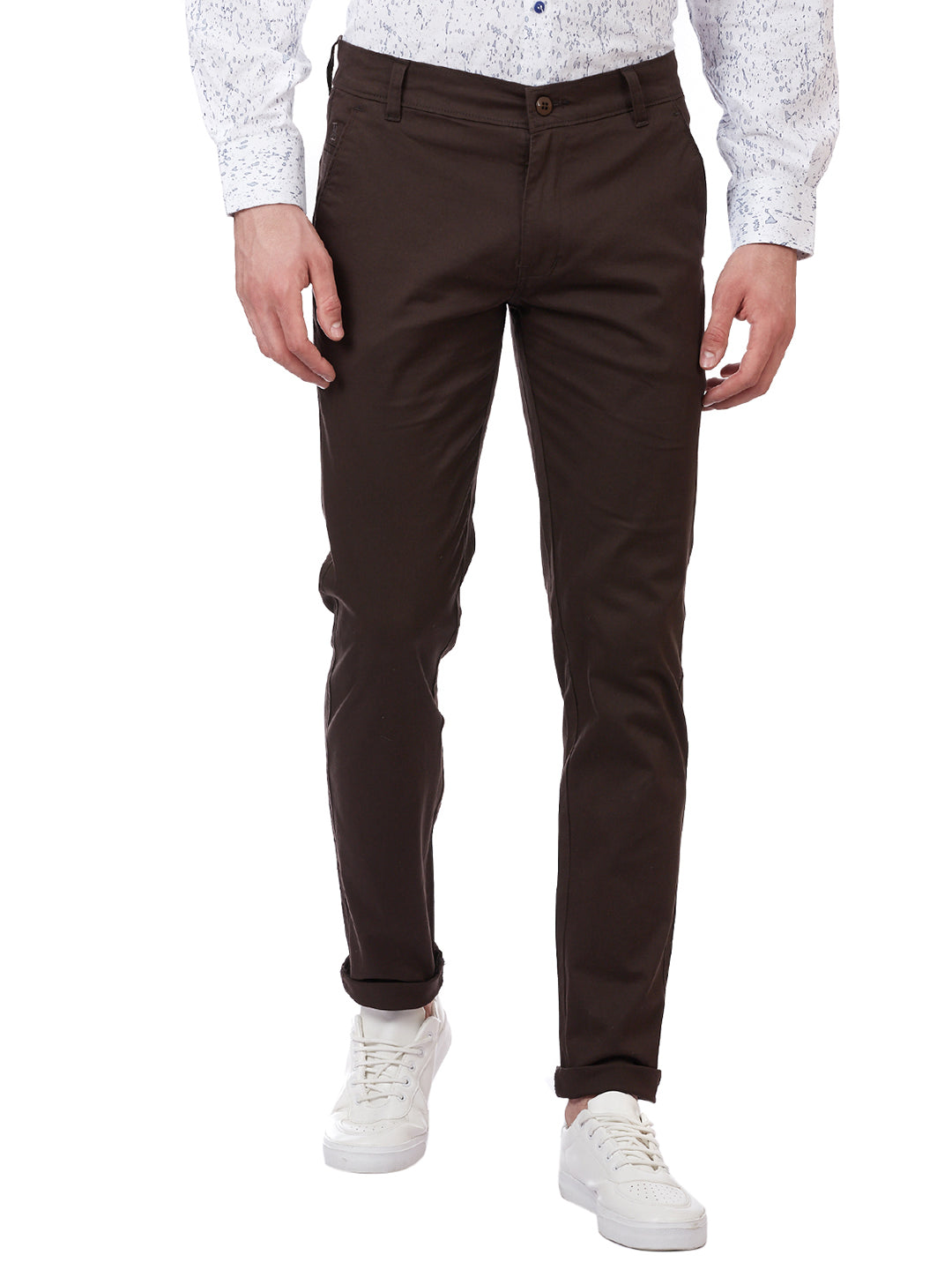 Men Brown Cotton Trousers - Tahvo India