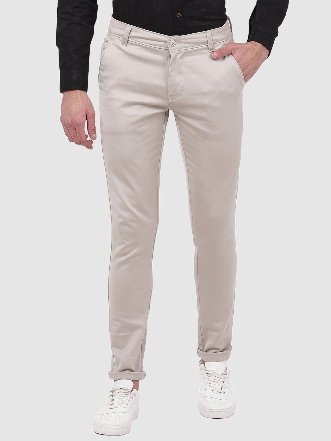 Men Beige Slim Fit Chinos - Tahvo India