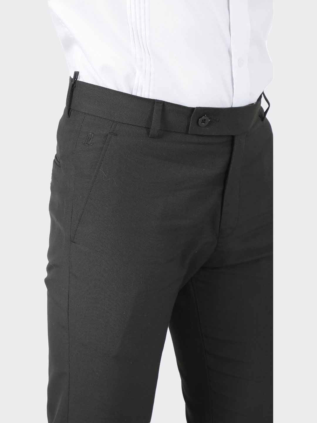 Men Black Lycra Formal Trouser - Tahvo India