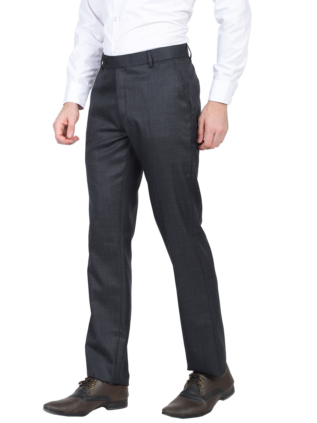 Brown Check Formal Trousers - Tahvo India