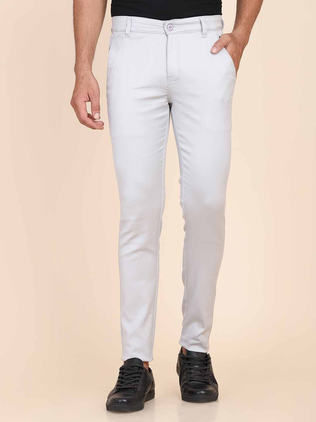 Men Grey Slim Fit Chinos - Tahvo India