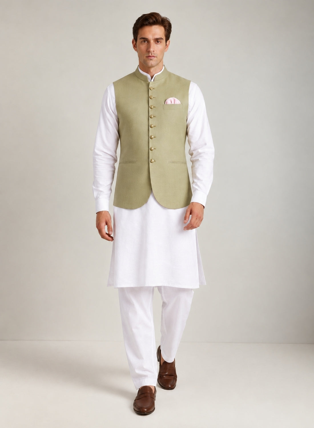 Men Pista 9 Button Nehru Jacket