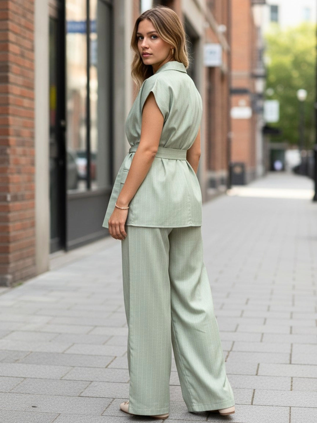 Pinstriped Green Coord set