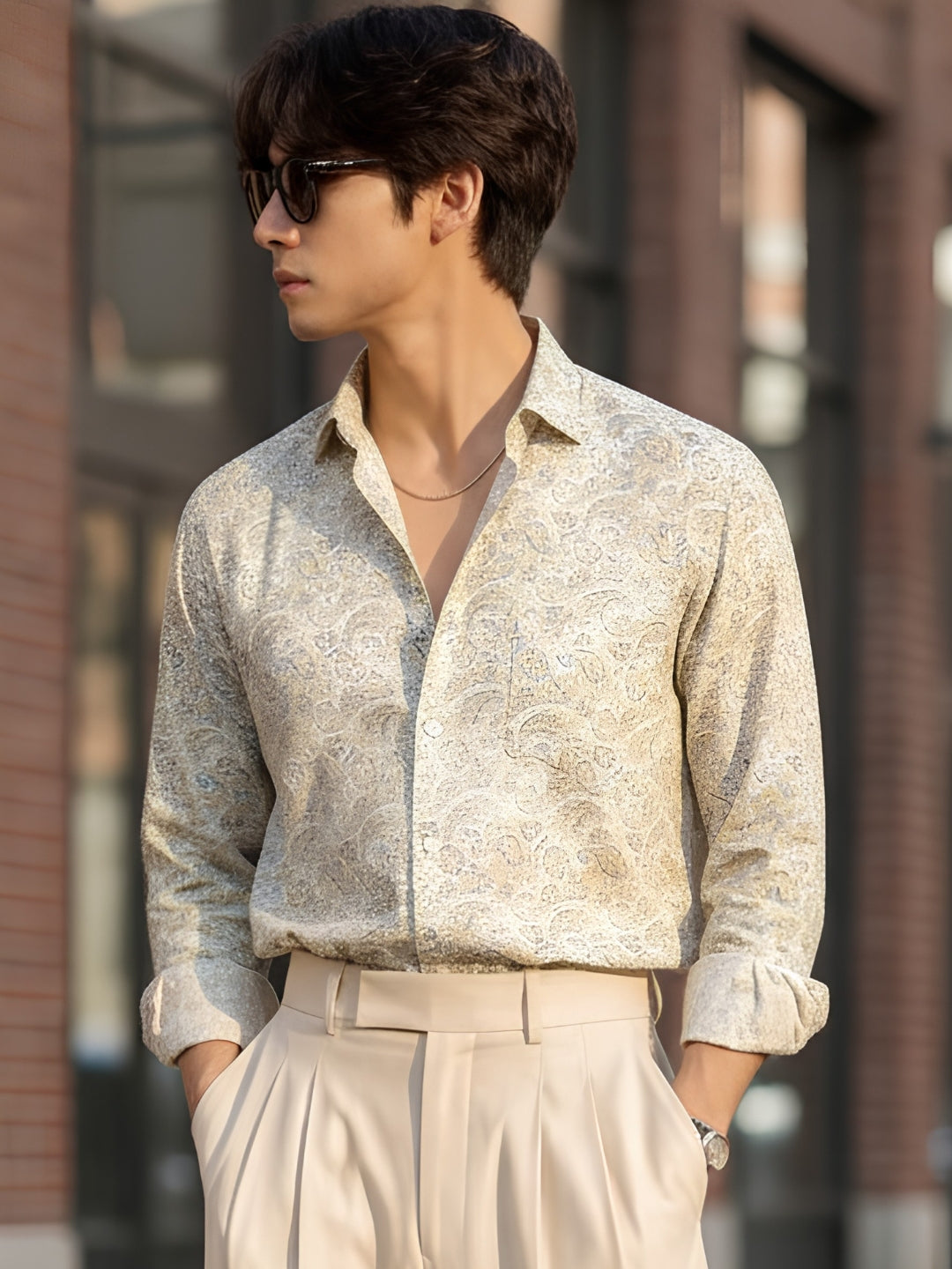 Men White Printed Shirt